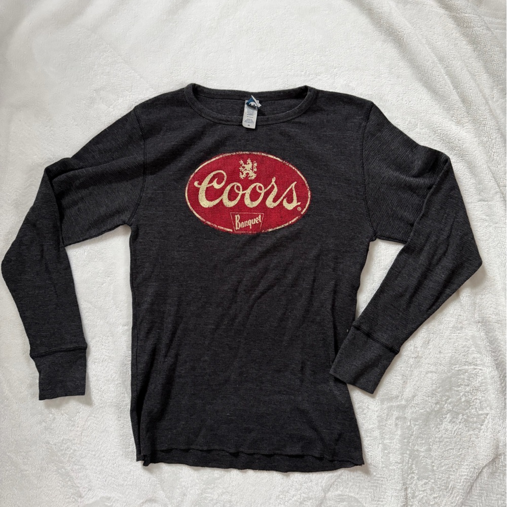 Coors Banquet Dark Gray Long Sleeve Waffle Shirt | size Medium